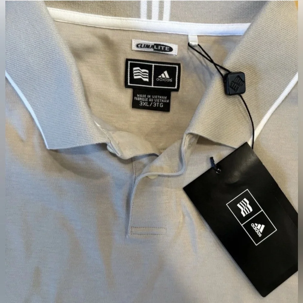 Adidas Golf Polo Shirt Tan Performance Stretch Tipped Collar Men's 3XL NWT